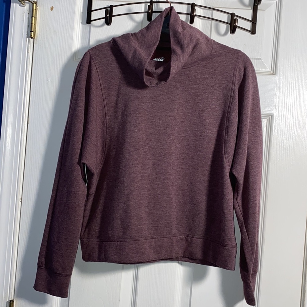 Avia Crop Cowl Neck Long Sleeve Sweatshirt, Plum Purple Large (12-14)